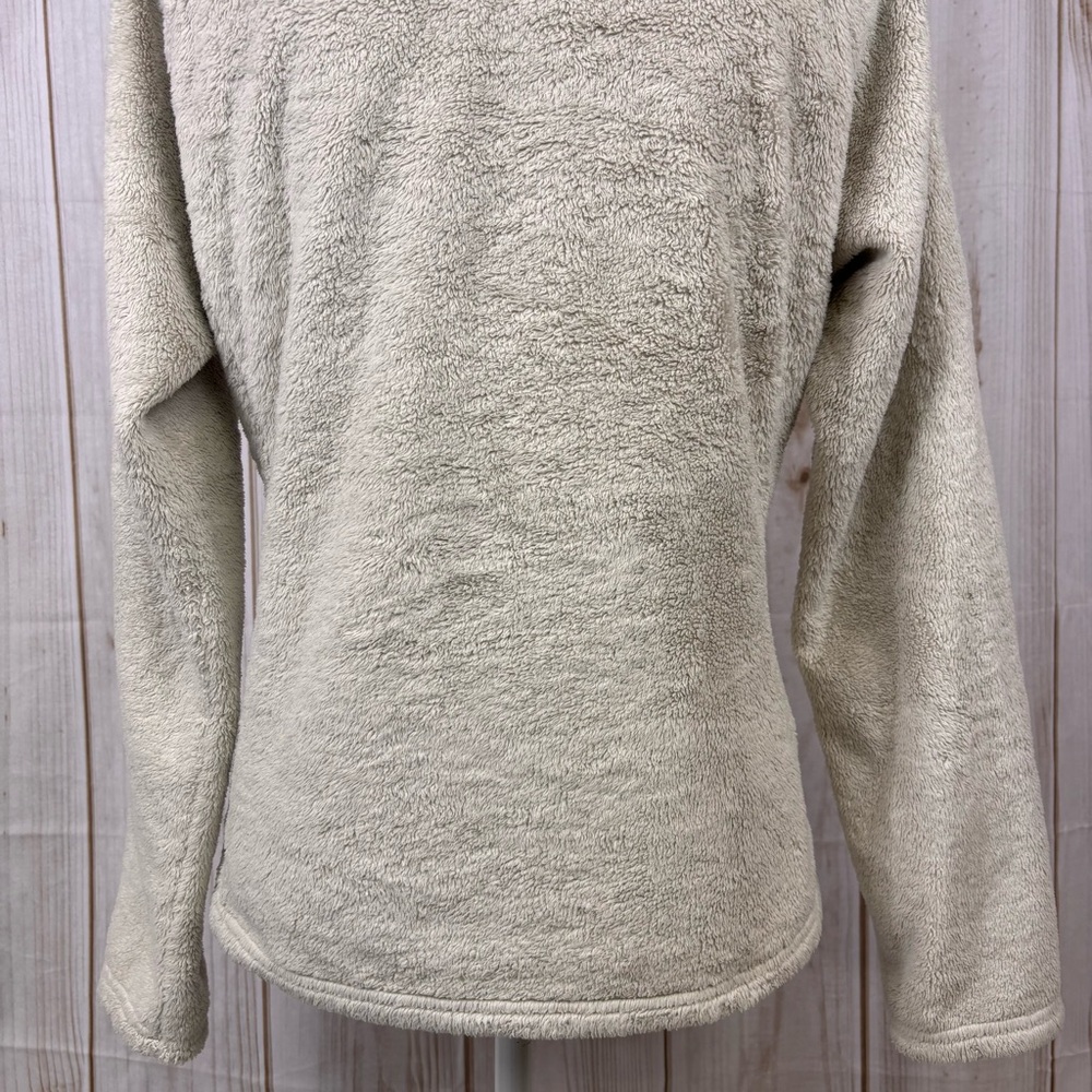 The North Face 1/4 Zip Fleece Pullover Pouch Pocket Pop Collar Top Cream Size M - Picture 7 of 13